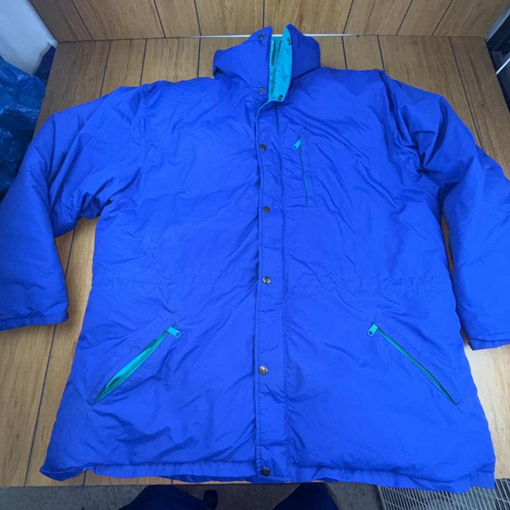 Vintage LL Bean Penobscot Parka Mens Purple Teal Down Filled Winter  Made in USA